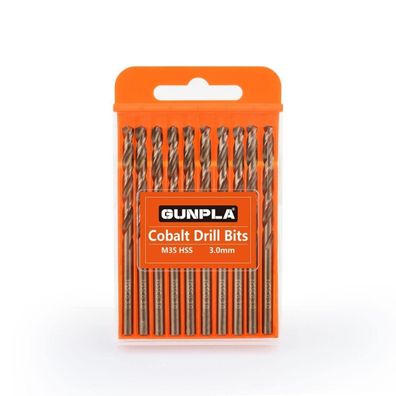 Gunpla M35 HSS Cobalt Spiralbohrer Set, 10-teilig, 3mm für Edelstahl