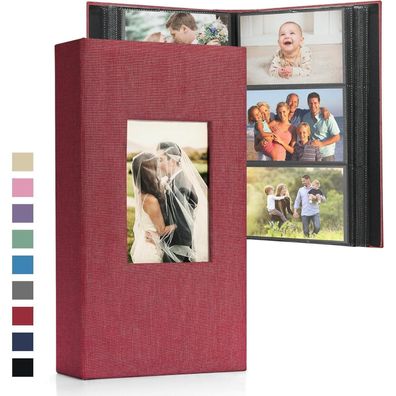 DazSpirit Fotoalbum 10x15 cm zum Einstecken - Leinen-Fotobuch mit 300 Taschen
