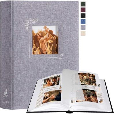 Lanpn Fotoalbum zum Selbstgestalten, Kleines Leinen Fotobuch mit Fensterdesign