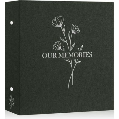 Lanpn Fotoalbum 10x15 XXL Leinen OUR Memories Einsteckalbum für 1000 Fotos Grün