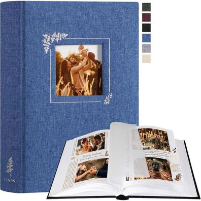 Lanpn Fotoalbum zum Selbstgestalten, Kleines Leinen Fotobuch mit Fensterdesign
