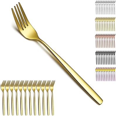 Berglander Gold Tafelgabeln 12er Set, Titanvergoldung Edelstahl, Modernes