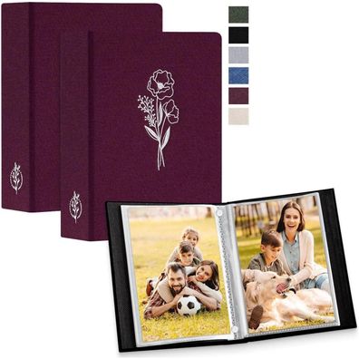 Lanpn Fotoalbum 13x18 cm, 2er Pack, 200 Fotos, Leinen, Lila