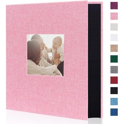 Miaikoe Fotoalbum 10x15 cm, 400 Fotos, Leinen, Rosa