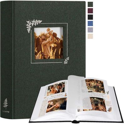 Lanpn Fotoalbum zum Selbstgestalten, Kleines Leinen Fotobuch mit Fensterdesign