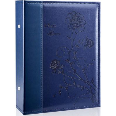 Miaikoe Fotoalbum 10x15 cm, 300 Fotos, Leder Cover, Blau - Große Kapazität für