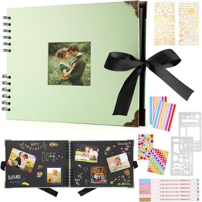 DazSpirit Fotoalbum zum Selbstgestalten, Schwarz, 29,5 x 21 cm, 80 Seiten