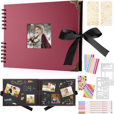 DazSpirit Fotoalbum zum Selbstgestalten, Schwarz, 29,5 x 21 cm, 80 Seiten