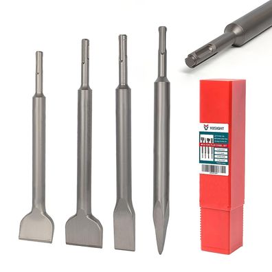 Yosight 4-teiliges SDS-Plus Rotationshammer-Meißelset - 10 Zoll Karbidmeißel
