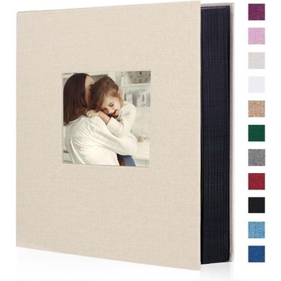 Miaikoe Fotoalbum 10x15 Leinen, 400 Fotos, Beige - Stilvolles Album für
