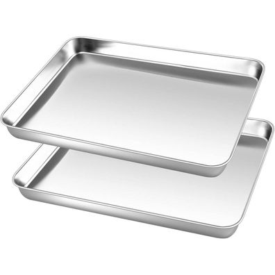 Onader 2er Set Klein Backblech Edelstahl Kuchenblech Rechteckige Fettpfanne