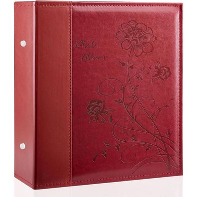 Miaikoe Fotoalbum 10x15 cm, 400 Fotos, Cover, Rot in Lederoptik