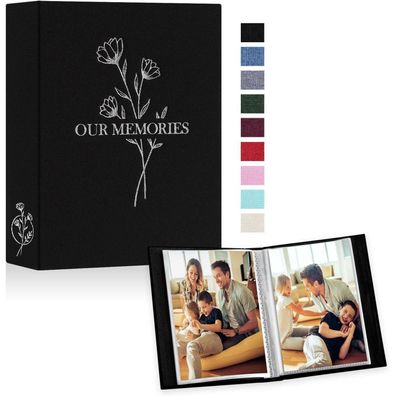 Lanpn Fotoalbum 10x15 Leinen, 2er Pack, Mini Einsteckalbum für 100