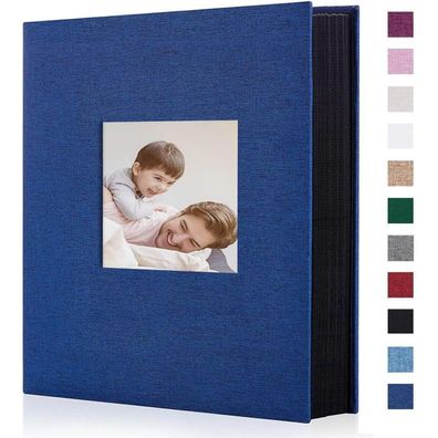 Miaikoe Fotoalbum 10x15 Leinen, 400 Fotos, Blau - Slip-in Album für Familie und