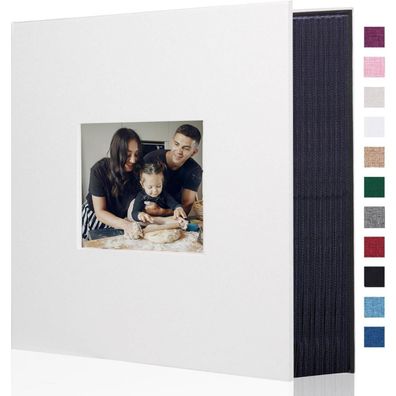 Miaikoe Fotoalbum 10x15 Leinen, großes Slip-in Album für 600 Fotos, Weiß