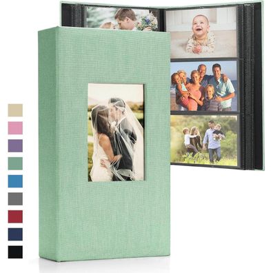 DazSpirit Fotoalbum 10x15 cm zum Einstecken - Leinen-Fotobuch mit 300 Taschen