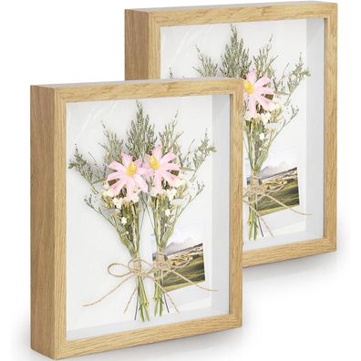 Anhow 2er 3D Bilderrahmen zum Befüllen, Tiefer Objektrahmen 15x20 cm mit