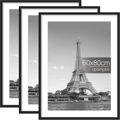 upsimples 3er Pack Bilderrahmen 60x80 cm Schwarz - Ideal für Fotos, Bilder und