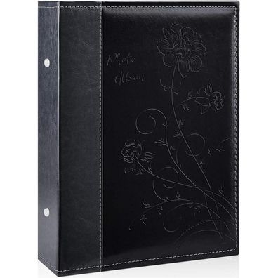 Miaikoe Fotoalbum 10x15 cm, Cover, Schwarz, für 300 Fotos, Slip-in Lederoptik