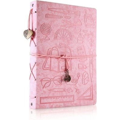 ThxMadam Vintage Leder Scrapbook Album DIY Fotobuch mit 60 schwarzen Seiten