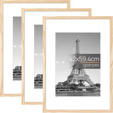 upsimples 3er Pack Bilderrahmen 20x30 cm Natur - Ideal für Fotos, Bilder und
