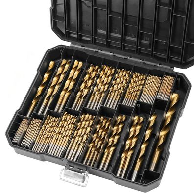 Lslansoon 230-teiliges Spiralbohrer-Set, Titanbeschichtet, HSS 4241, 135°