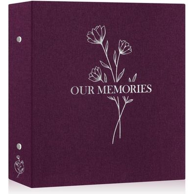 Lanpn Fotoalbum 10x15 Leinen OUR Memories Einsteckalbum für 600 Fotos Violett