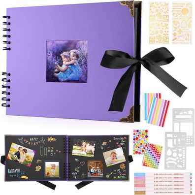 DazSpirit Fotoalbum zum Selbstgestalten, Schwarz, 29,5 x 21cm, 80 Seiten