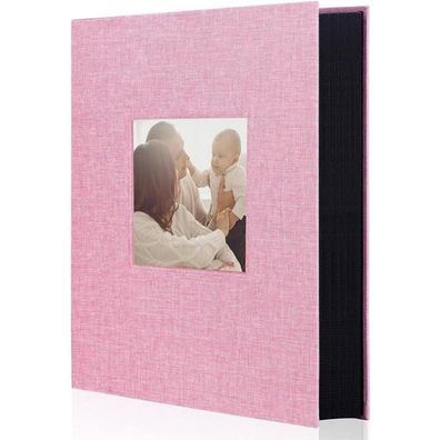 Miaikoe Fotoalbum 10x15 Leinen, 300 Fotos Rosa - Slip-in Album Buch für Familie