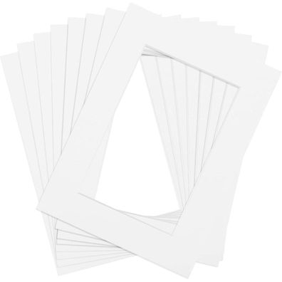 Anhow 8er Passepartout Karton 21x29,7 cm Außen / 15x20 cm Innen - Weiß, 1,5 mm
