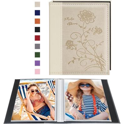 Miaikoe Mini Fotoalbum 10x15 cm, 2er Pack, 52 Taschen pro Album, Leinenoptik