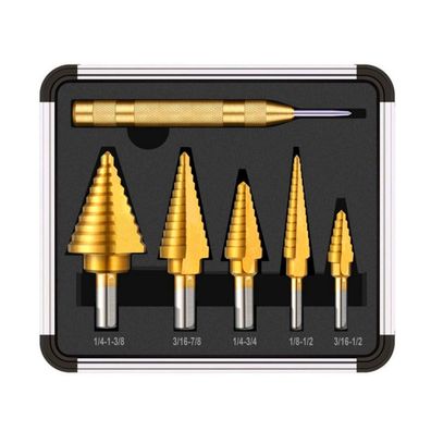 Jtzxjjx Stufenbohrer-Set mit automatischem Körner, HSS Titanium, 5-teilig für