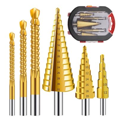 Jtzxjjx 6-teiliges Stufenbohrer-Set HSS für Metall, Holz, Kunststoff, Bohrer