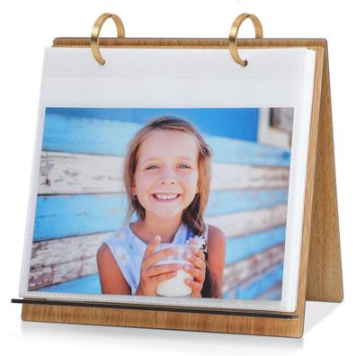 Zeeyuan Einsteck-Fotoalbum 13x18 cm aus Holz für 60 Bilder, als Bilderrahmen