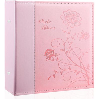 Miaikoe Fotoalbum 10x15 cm, 1000 Fotos, Cover, Rosa - Extra große in Lederoptik