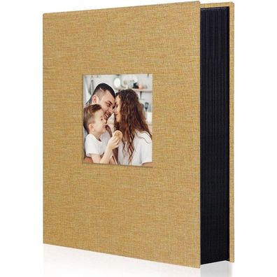 Miaikoe Fotoalbum 10x15 Leinen 300 Fotos Khaki - Slip-in Album für Familie