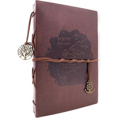 ThxMadam Leder Vintage Fotoalbum Scrapbook für Geburtstag, Gästebuch, DIY
