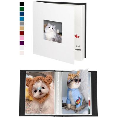 Miaikoe Fotoalbum 10x15 cm, 2er Pack, Leinen-Einband, 100 Fotos, mit Fenster