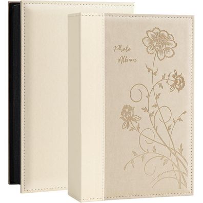 Miaikoe Fotoalbum 10x15 cm, 300 Fotos, Cover, Beige - Große Kapazität Lederoptik