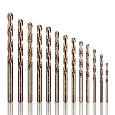 Baidets Kobalt-Bohrer-Set (1.5-6.5mm, 13 Stück) M35 HSS Metall-Spiralbohrer für