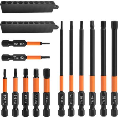 Choonjin 15tlg Magnetischer Sechskant-Bohrer Bit Satz, 1/4 Zoll Langbits Set