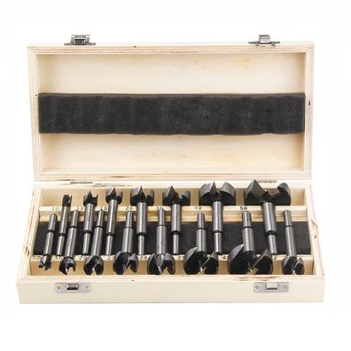 Baidets Forstnerbohrer Set 15tlg für Holz - Ø10-50mm, mit Rundschaft