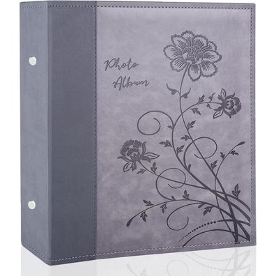 Miaikoe Fotoalbum 10x15 cm, 400 Fotos, Cover, Grau - Große Kapazität Lederoptik