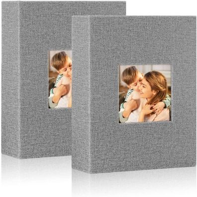 Lanpn Fotoalbum 13x18 cm, 2er Pack, Leinen Einsteckalbum für 100