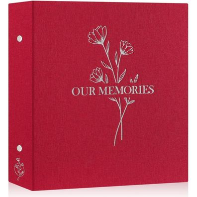 Lanpn Fotoalbum 10x15 XXL Leinen OUR Memories, Rot - Platz für 1000 Fotos