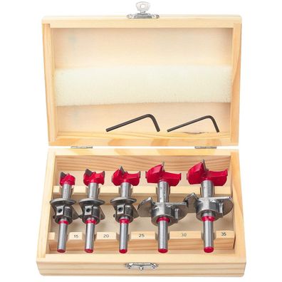 Baidets Forstnerbohrer Set 5tlg - Verstellbar, Positionierbohrer, Holzbohrer