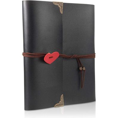 ThxMadam Scrapbook Fotoalbum Groß DIY mit 60 schwarzen Seiten Lederoptik