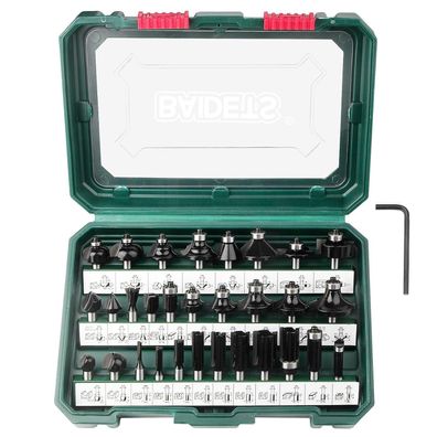 Baidets Pro 30-teiliges Fräser Set für Holz mit 8mm Schaft, Hartmetall