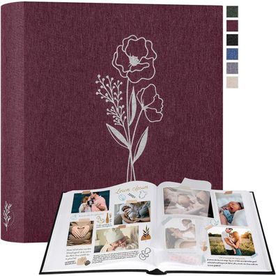 Lanpn Fotoalbum zum Selbstgestalten, Großes Leinen Fotobuch mit 100 weißen