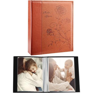 Miaikoe Kleines Fotoalbum 10x15 cm, 2er-Pack, Braun - Platz für 100 Fotos